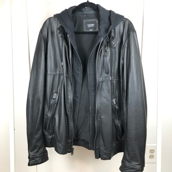 - LAMARQUE 100% Lambskin Leather Slayer Moto Jacket With Removable Hoodie … - Picture 9 of 17